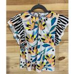 CROSBY by Mollie Burch Flutter Cap Sleeve Zoe Top Island Lillies Mixed Print, XS Photo 2
