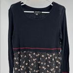 Carole Little Black Maxi Dress long sleeve floral polka dots L VTG casual 90s Size L Photo 6