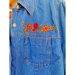 Rebecca Malone  Embroidery Fall Autumn Flower Flannel Denim Button Up Shirt Large Photo 1