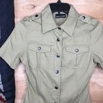 DKNY Jeans Military Green Button Front Shirt Photo 2