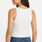 Everly Tank Top Womens Size Medium White Sleeveless Round Neck Minimalist Photo 1