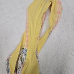 OneOne Bikini Bottoms Womens Yellow Floral Bottom V Shaped Waist Sz M Size M Photo 4