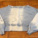Free People Blue white Cropped tie dye clouds Boxy Sweatshirt small Photo 0