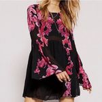 Free People  intimately Symphony Black‎ M Bell Sleeve Tunic Semi Sheer Dress Boho Photo 5