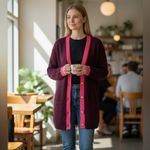 Talbots NWOT V-NECK CARDIGAN - TIPPED Contrast Embellished Gold Button Relax M Photo 2