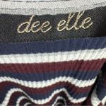 Dee Elle Navy burgundy gray and white ribbed knit cross back swing dress size medium Photo 3