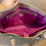 Diane Von Furstenberg  GREEN CANVAS & TAN LEATHER WEEKENDER TRAVEL BAG Photo 12