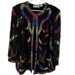 Scala Vintage  Beaded Sequin Blazer Jacket Embellished 100% Silk Multicolor 3X Photo 1