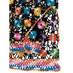 Handmade Black Crochet Multicolor Flower Tunic Swim Cover Top Small Photo 3