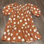 Amazing dress Smck chest ruffle polkadot midi Brown Size M Photo 0