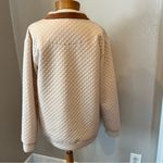 JODIFL  Cream & Tan Neutral Quilted Long Sleeve Pullover Women’s Size Medium Photo 3