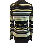 Dana Buchman Vintage Silk Stretch Knit Top Black Green Chartreuse Stripe Photo 3