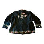 Avanti NEW Womens 3X Black Suede Leather JACKET Embroidered Bird Floral Mob Wife Photo 2