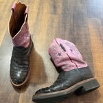 Lucchese  2000 Women’s Pink & Black Full Quill Ostrich Cowboy Boots Size 10 Photo 0