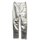 Gap High Rise Vegan Leather Cheeky Straight Pants Silver Size 28 Tall Photo 2