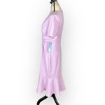 London Times Twist Front Dress Womens 6 Lavender Knee Length V-Neck Short Sleeve Photo 2