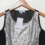 NWT NARA CAMICIE Women’s Silver Sequin Black Chiffon Sheer Layering Tank size 0 Photo 1