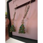 Betsey Johnson  Holly Jolly Christmas Tree Hoop Earrings Rhinestone Dangles Photo 2