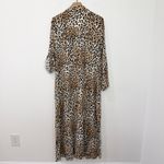 Savanna Jane Embroidered Leopard Print Maxi Dress Size Large Boho Western Floral Brown Photo 1