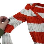 Arizona Jeans Y2K Orange & White Striped Form Fitting V-Neck Preppy Sweater  Photo 1