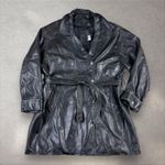 Coach  Alexis‎ Black Double Breasted Leather Short Trench Coat Jacket Sz S Photo 0