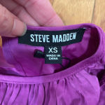Steve Madden Pyper Satin Crew Neck Long Sleeve Ruffle Hem Blouse Purple XS NWT Photo 4