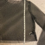 Haute Monde Mesh Black Rhinestone Top Women's XL Long Sleeve Sparkle Photo 5