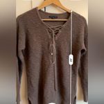 American Eagle  Brown Tie Up Sweater Waffle Knit Size Medium Photo 4