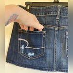 American Eagle 🌞 Dark Wash Distressed Ripped Button Fly Micro Denim Skirt Photo 5