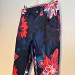 Amazon High Waist Stretch Pants Tropical Floral Pattern Navy Blue Pink Womens 29” Waist Photo 1