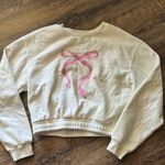 Social Scene Coquette Bow Crewneck Size Medium Cream Pink Photo 2