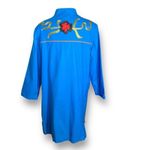 Vintage Indigo Moon Embroidered Blue Floral Embellished Asian Longline Jacket 1X Photo 4