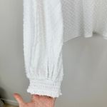 J.Crew  V Neck Clip Dot Top Blouse Cotton Blend Long Sleeve White Large NWT Photo 4