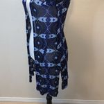 Divided H&M  Native Print Long Knit Open Cardigan Sweater Blue Black Photo 3