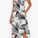 T by Talbots Petite L Palm Leaf Sleeveless Dress Button Front Casual Summer NWT White Size undefined Photo 0