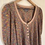 Anthropologie By  Women’s Puff Long Sleeve Knit 1/4 Button Down Henley Size Small Photo 3
