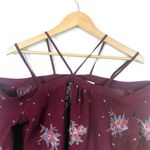 Ro & De Womens Off the Shoulder Peasant Embroidered Sheer Blouse Burgundy Sz M Photo 2