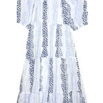 ZARA  Floral Tiered Eyelet Lace Maxi Dress Medium White Blue Cottagecore Prairie Photo 0