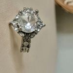 Huge Statement Round Cut Edwardian Ring “Cymbeline” Crystal Clear Silver Cocktail Jewelry Photo 4
