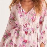 Love Shack Fancy 100% Silk Floral Popover Mini Dress in pink ivy Medium Photo 0