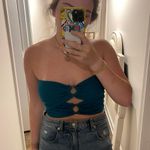 American Threads Teal O-ring Crop Top Photo 0