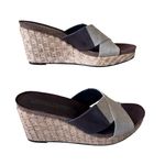 Donald Pliner Beige Elastic Brown Leather Straw Wedge Platform Shoe $220 NIB Size 11 Photo 0