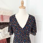 Madewell Cross Front Floral Short Sleeve Mini Dress Navy Blue/Multi Size 4 Photo 1