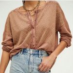 Free People  Free Spirit Henley Top Embroidered Button Oversized Tunic oversized Photo 1