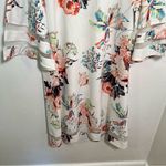 Casual Dress White Multicolor Floral Sheer Stripes L Size L Photo 5