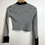 Hot Topic Black Stripe Heart Mock neck long sleeve cropped crop top tee shirt S Photo 6