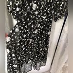 DKNY  Womens Tie Zip back Faux Wrap midi Dress floral embroidered puffy size 10 Photo 12