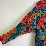 Vtg Dana Cote D'Azeur Silk Blouse Womens Size 40 Blue Floral Button Up France Photo 2