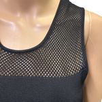 Ann Taylor  Black Mesh Top Fit Flare Zip Side Sleeveless Midi Dress Womens Small Photo 2