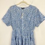 J.Crew Pintuck Mini Shirtdress Bandana Block Print Organic Cotton Blue M NWT Photo 5